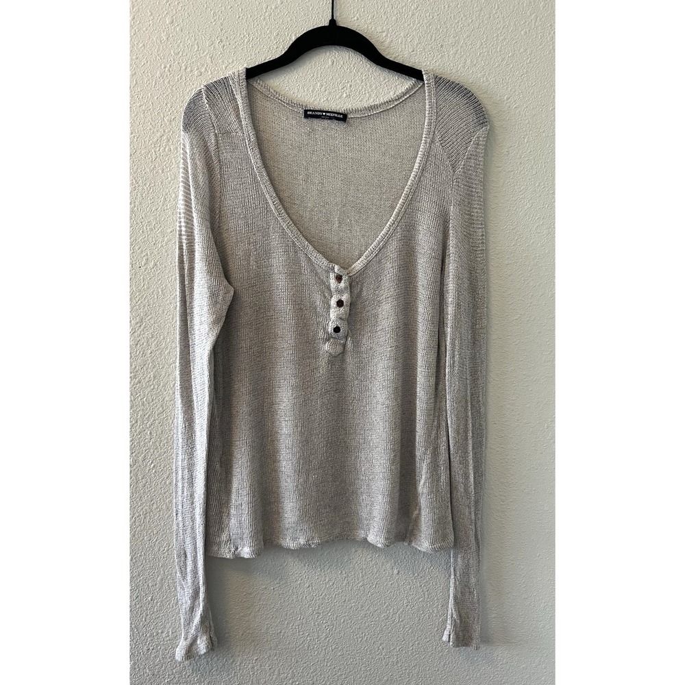 Brandy Melville Sweater Top One Size Lose Knit Lightweight Beachy Slouchy Button